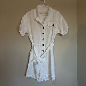 Bishop Young White‎ Gauze Short Sleeve Belted Romper Size Medium NWT